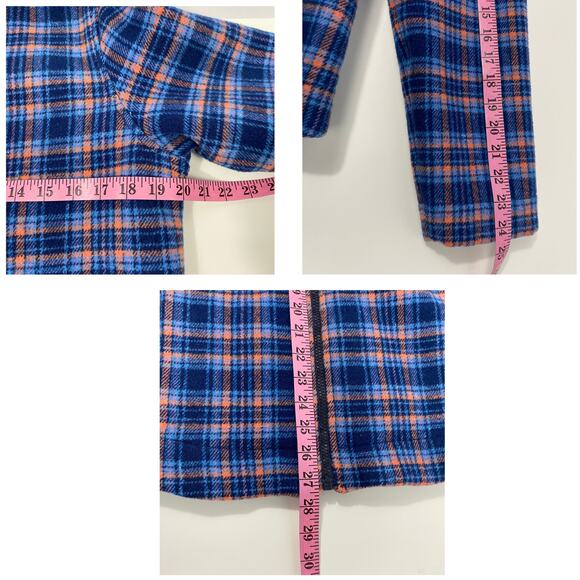 VTG Ellen Ortan Wool Blend Jacket Women M Blue Plaid Sherpa Lined Zip Lumberjack - Picture 9 of 9